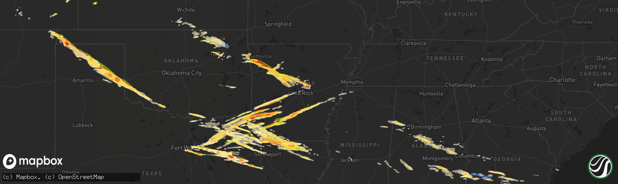 Hail map in Arkansas on June 13, 2023