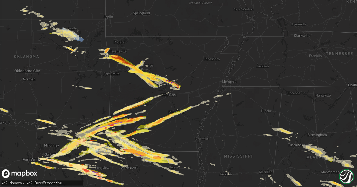 Hail map in Arkansas on June 13, 2023