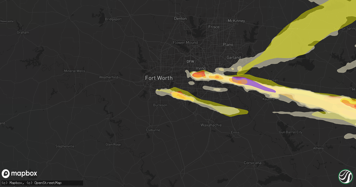 Hail map in Arlington, TX on June 13, 2023