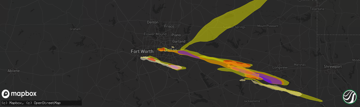 Hail map in Balch Springs, TX on June 13, 2023
