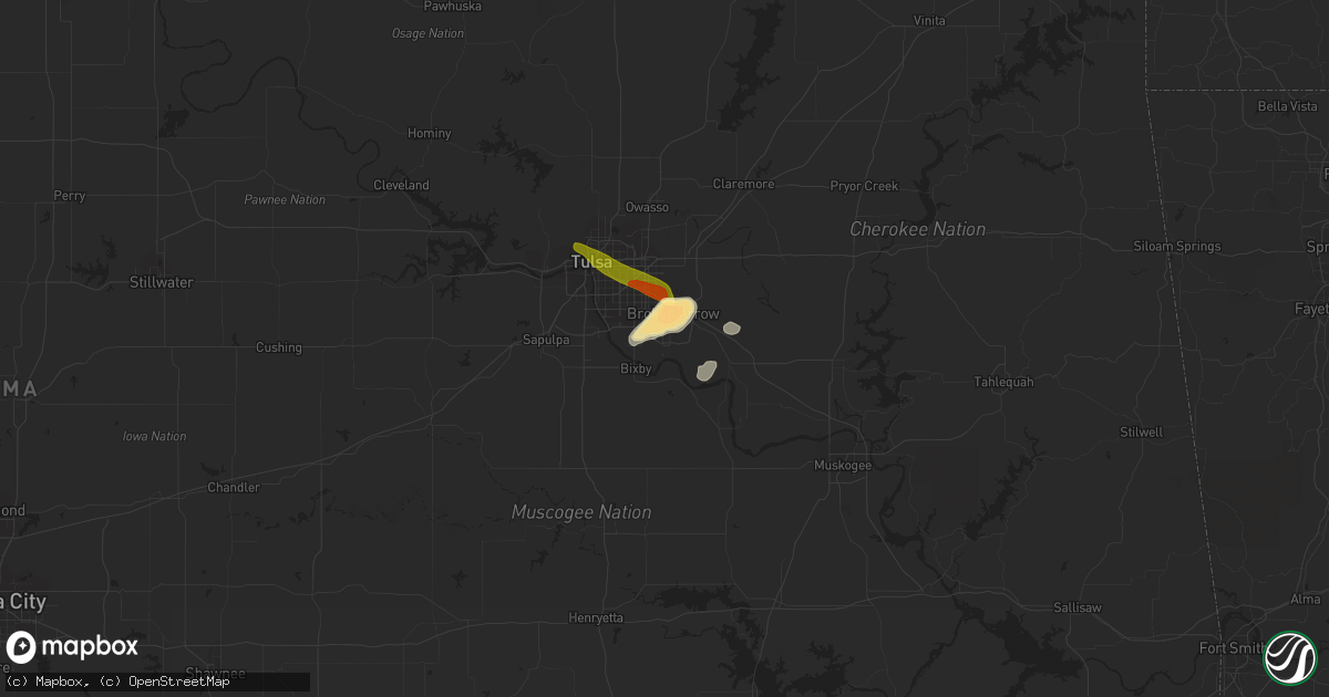Hail map in Broken Arrow, OK on June 13, 2023