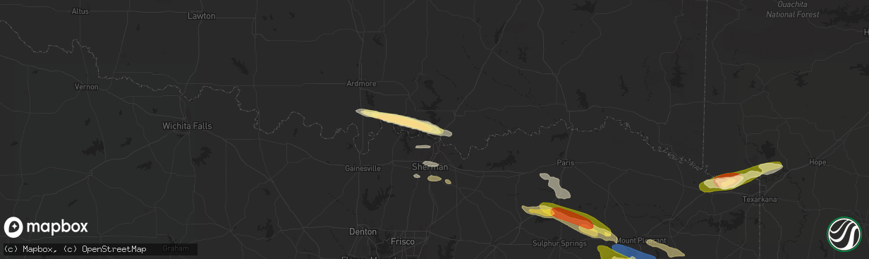 Hail map in Cartwright, OK on June 13, 2023