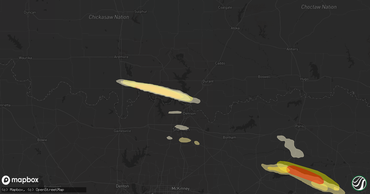 Hail map in Cartwright, OK on June 13, 2023