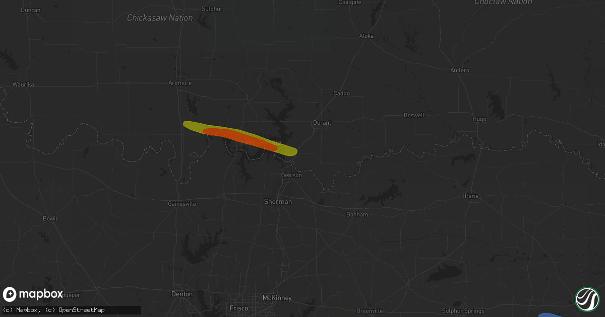 Hail map in Colbert, OK on June 13, 2023