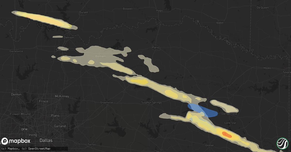 Hail map in Cooper, TX on June 13, 2023