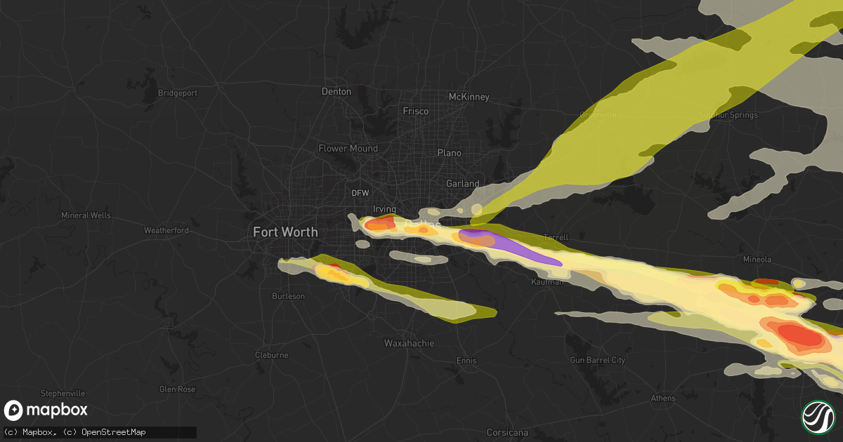 Hail map in Dallas, TX on June 13, 2023