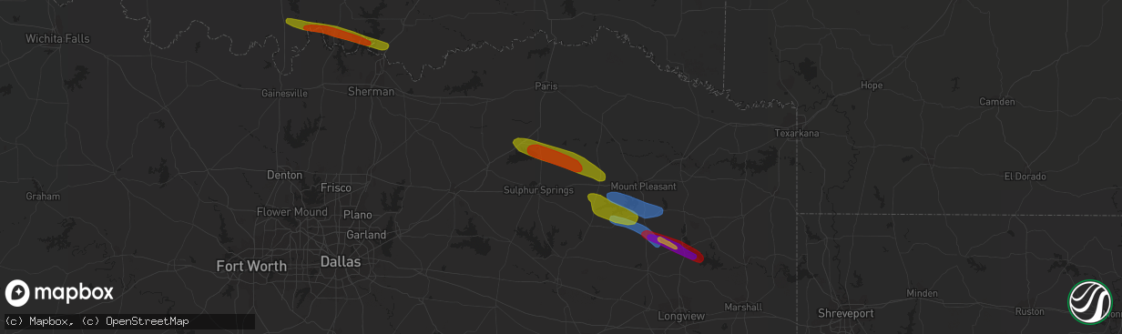 Hail map in Dike, TX on June 13, 2023