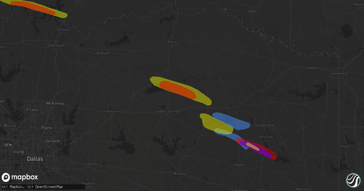 Hail map in Dike, TX on June 13, 2023