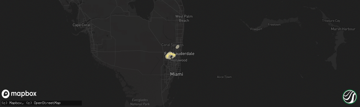 Hail map in Fort Lauderdale, FL on June 13, 2023