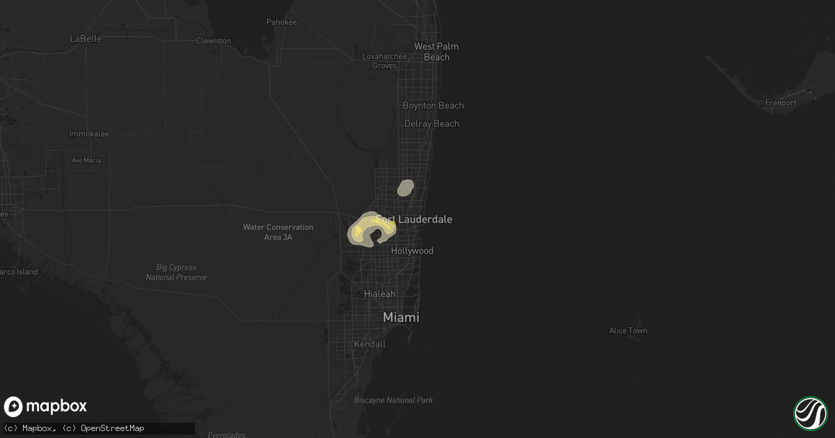 Hail map in Fort Lauderdale, FL on June 13, 2023