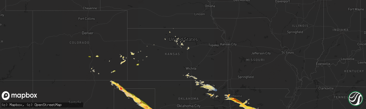 Hail map in Kansas on June 13, 2023
