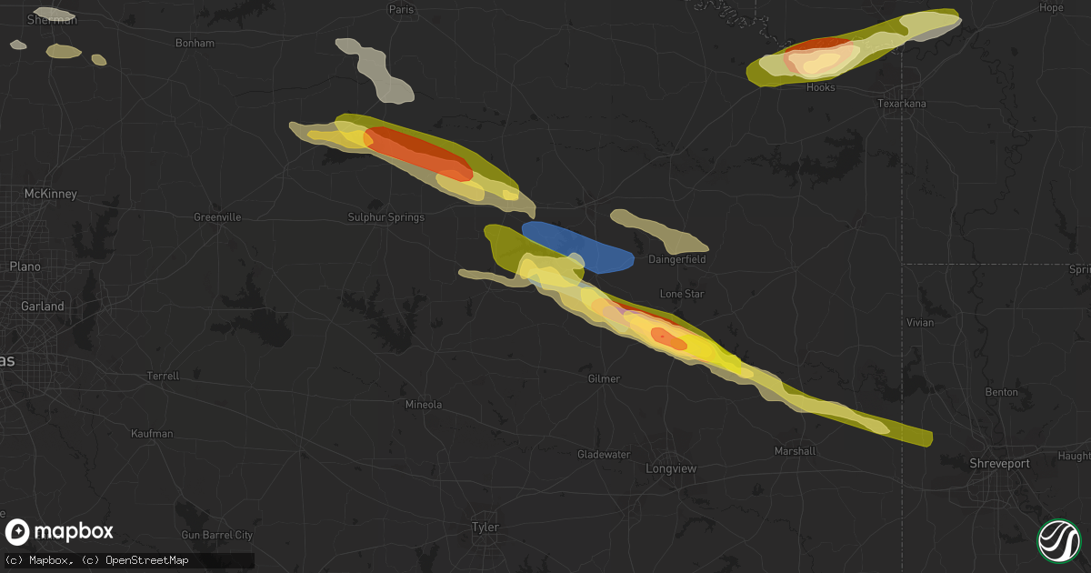 Hail map in Leesburg, TX on June 13, 2023