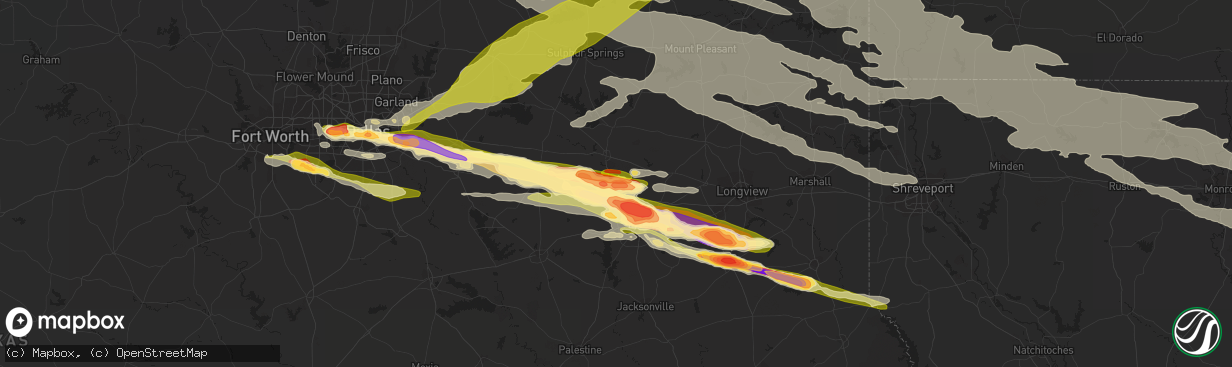 Hail map in Lindale, TX on June 13, 2023