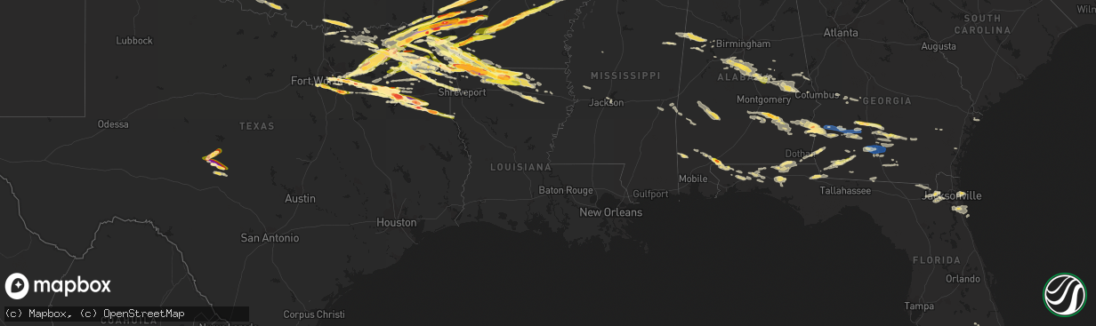 Hail map in Louisiana on June 13, 2023