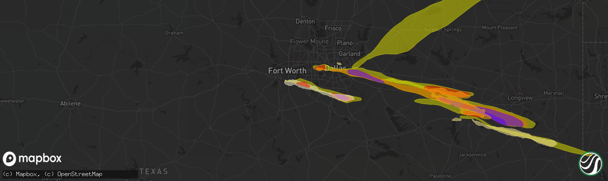 Hail map in Mansfield, TX on June 13, 2023