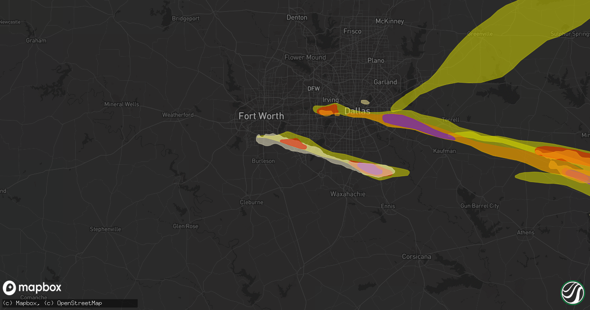 Hail map in Mansfield, TX on June 13, 2023