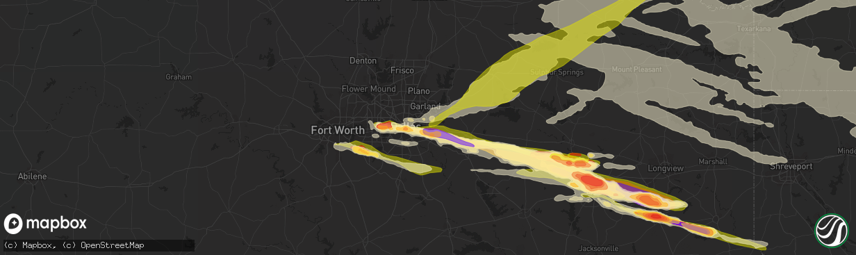 Hail map in Mesquite, TX on June 13, 2023