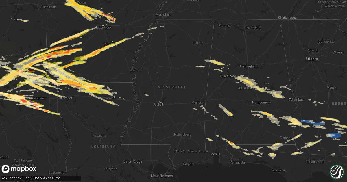 Hail map in Mississippi on June 13, 2023