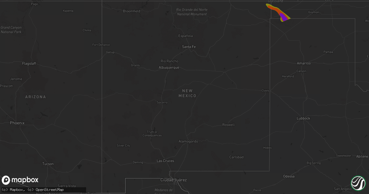 Hail map in New Mexico on June 13, 2023