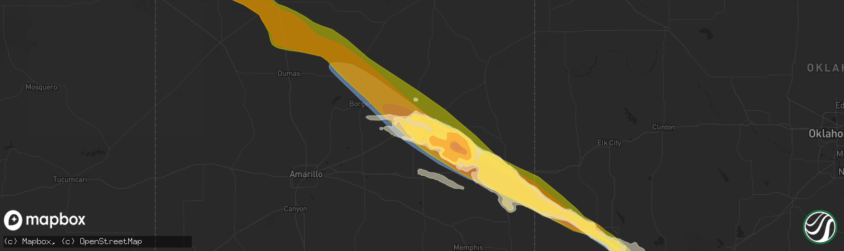 Hail map in Pampa, TX on June 13, 2023