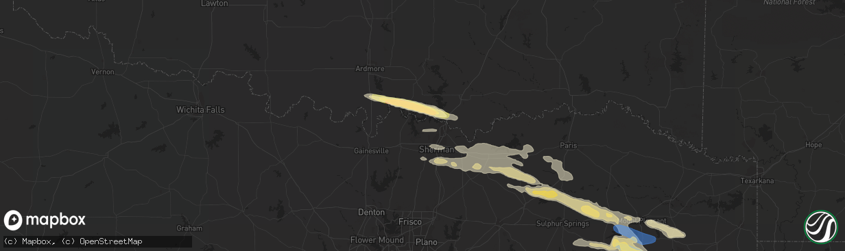 Hail map in Pottsboro, TX on June 13, 2023