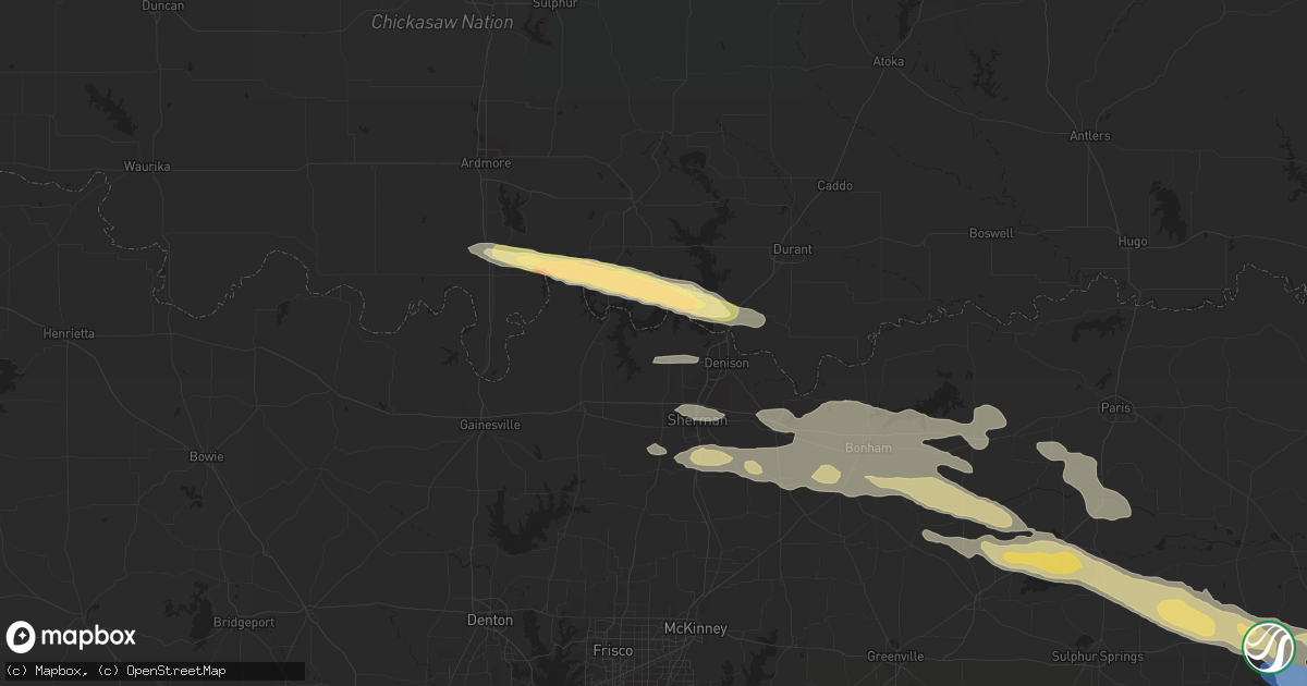 Hail map in Pottsboro, TX on June 13, 2023