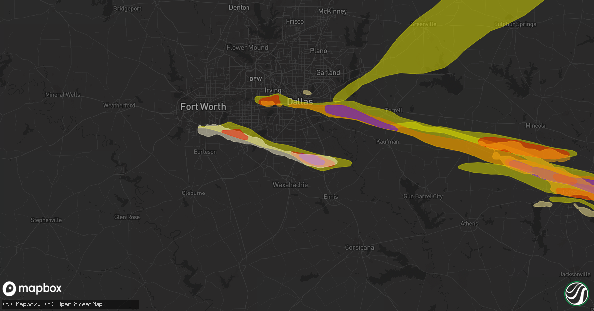 Hail map in Red Oak, TX on June 13, 2023