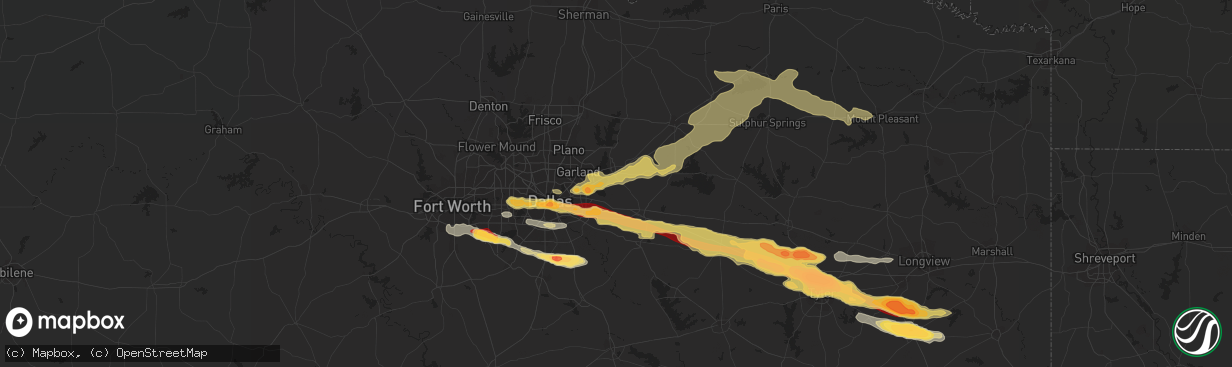 Hail map in Rockwall, TX on June 13, 2023