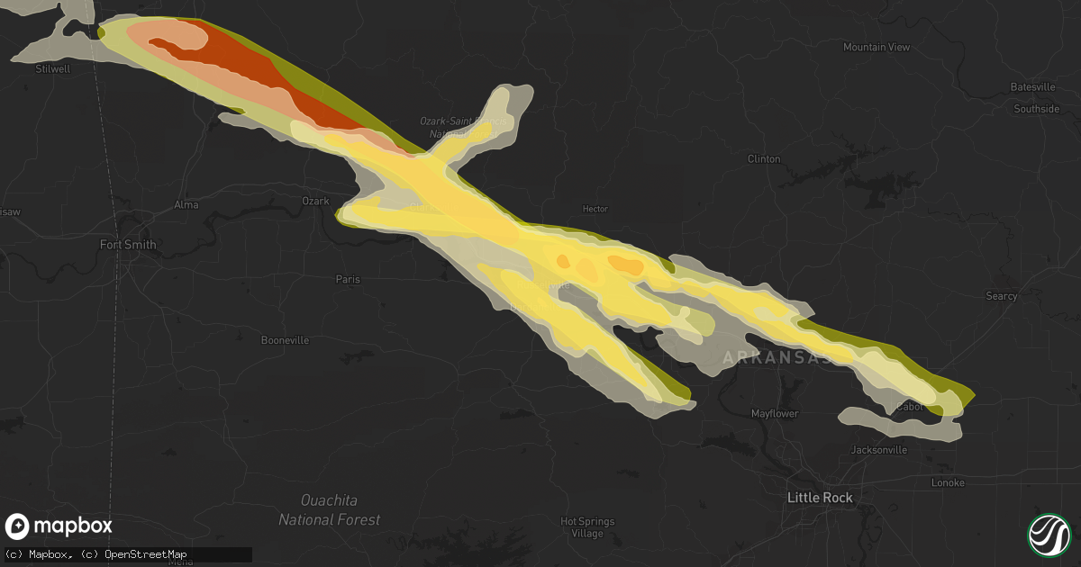 Hail map in Russellville, AR on June 13, 2023