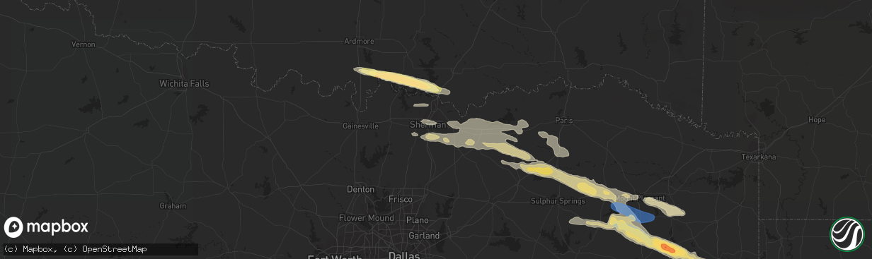 Hail map in Sherman, TX on June 13, 2023