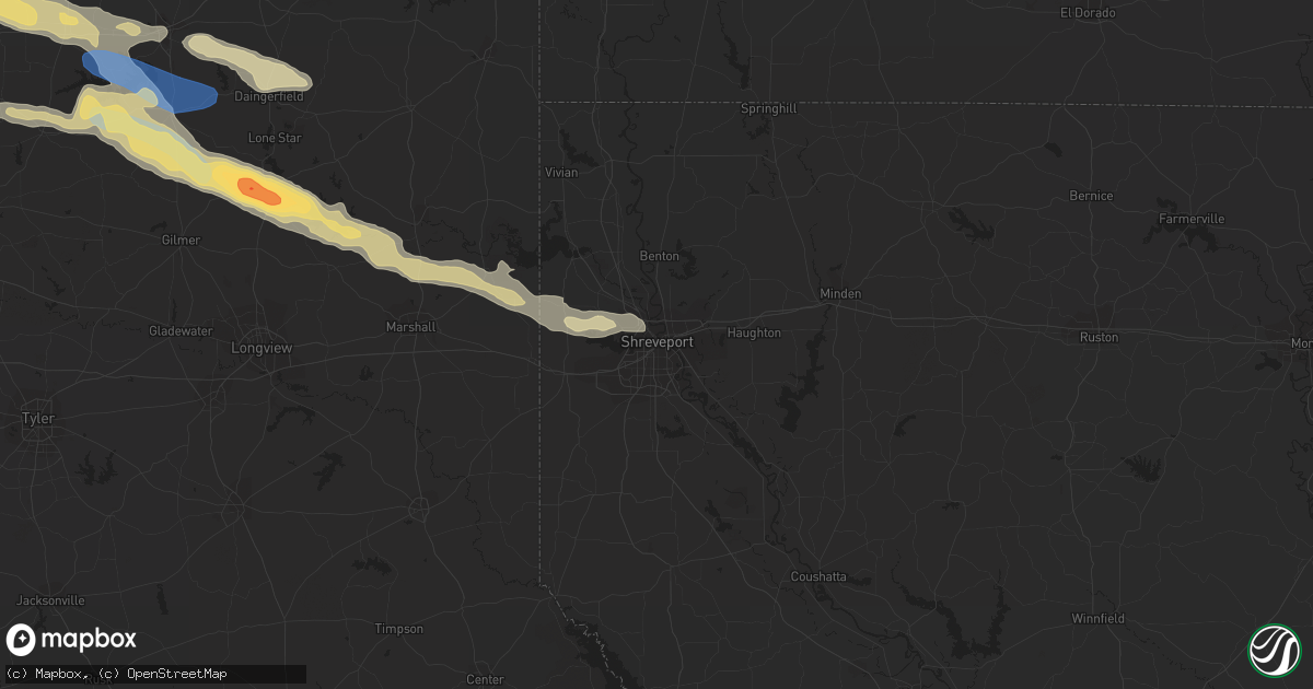 Hail map in Shreveport, LA on June 13, 2023