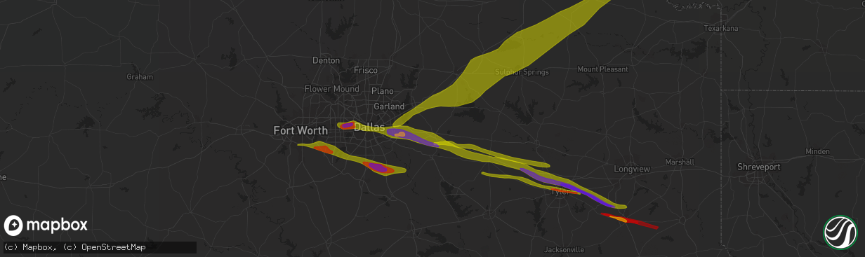 Hail map in Terrell, TX on June 13, 2023