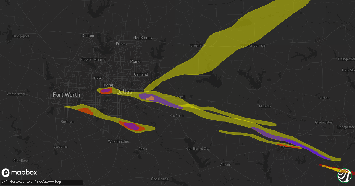 Hail map in Terrell, TX on June 13, 2023