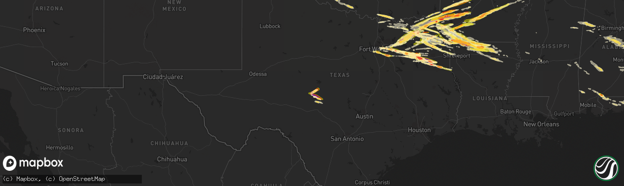 Hail map in Texas on June 13, 2023