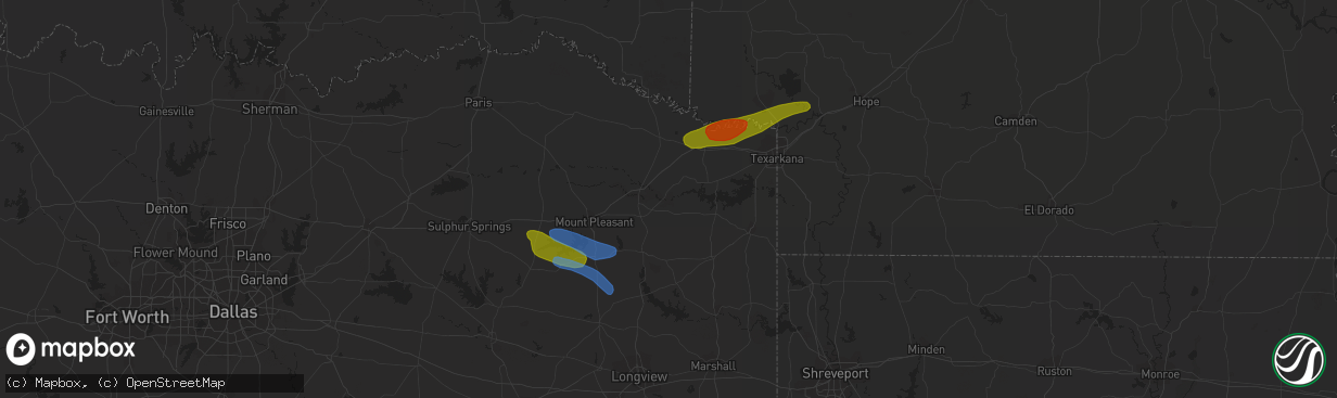 Hail map in Winnsboro, TX on June 13, 2023