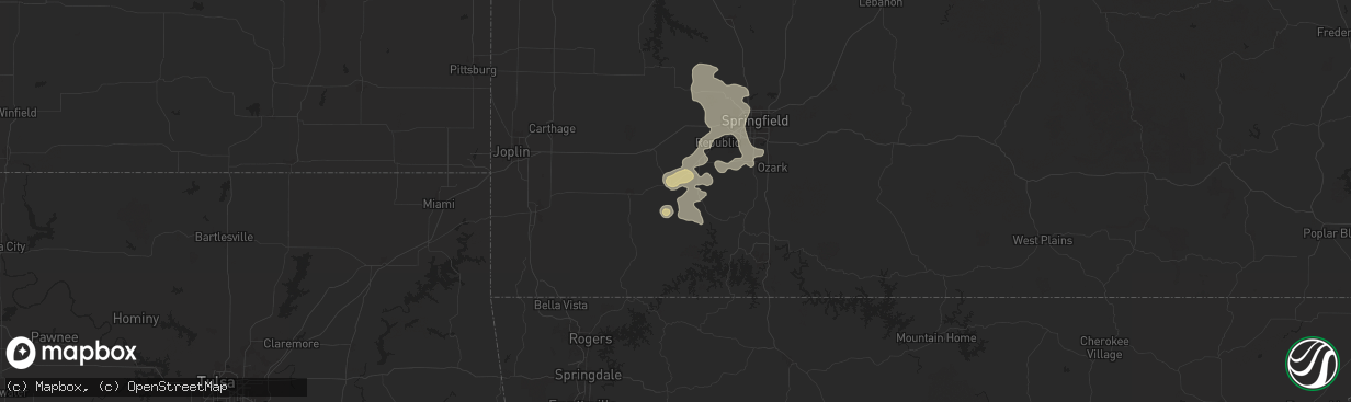 Hail map in Aurora, MO on June 13, 2024