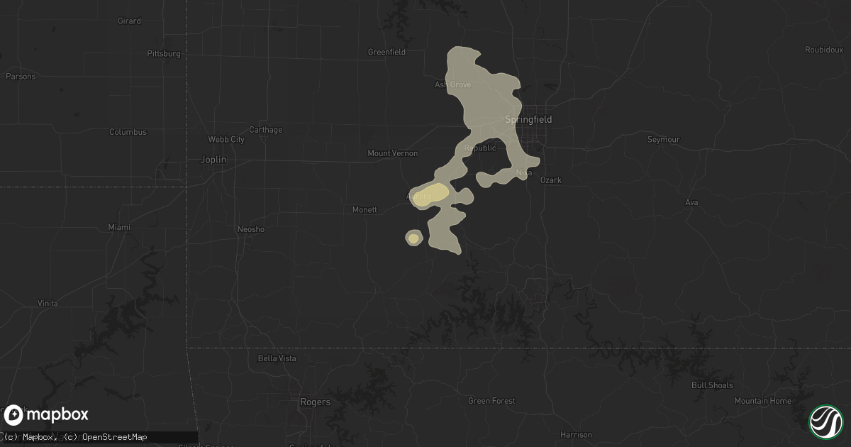 Hail map in Aurora, MO on June 13, 2024