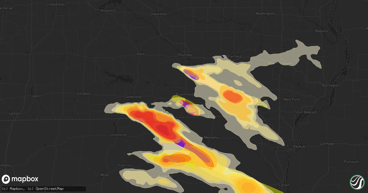 Hail map in Bloomfield, IA on June 13, 2024