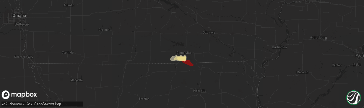 Hail map in Centerville, IA on June 13, 2024