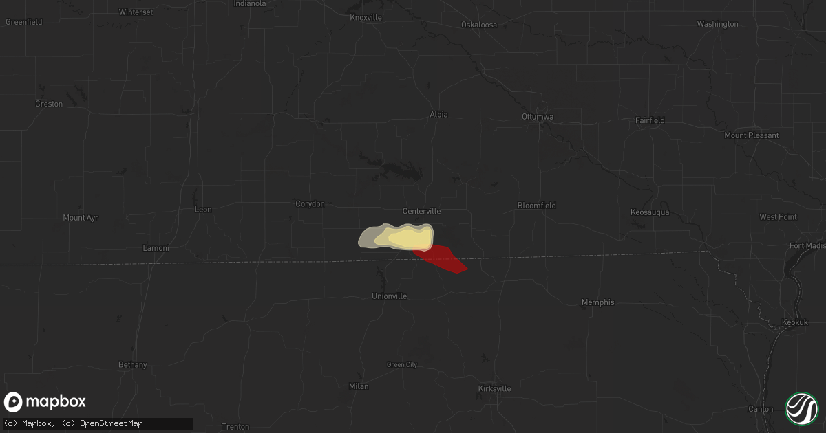 Hail map in Centerville, IA on June 13, 2024