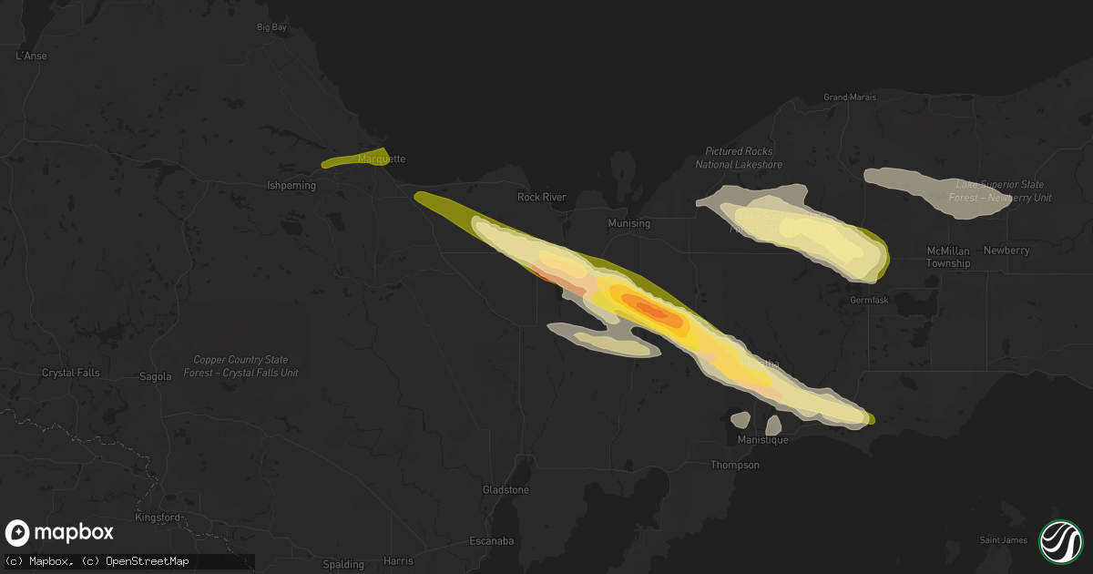 Hail map in Chatham, MI on June 13, 2024
