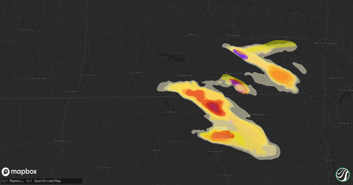 Hail map in Cincinnati, IA on June 13, 2024