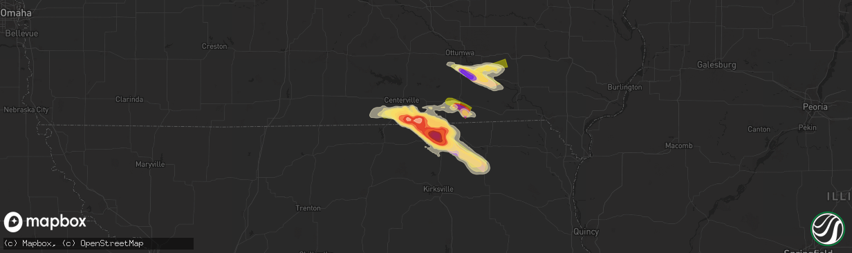 Hail map in Coatsville, MO on June 13, 2024