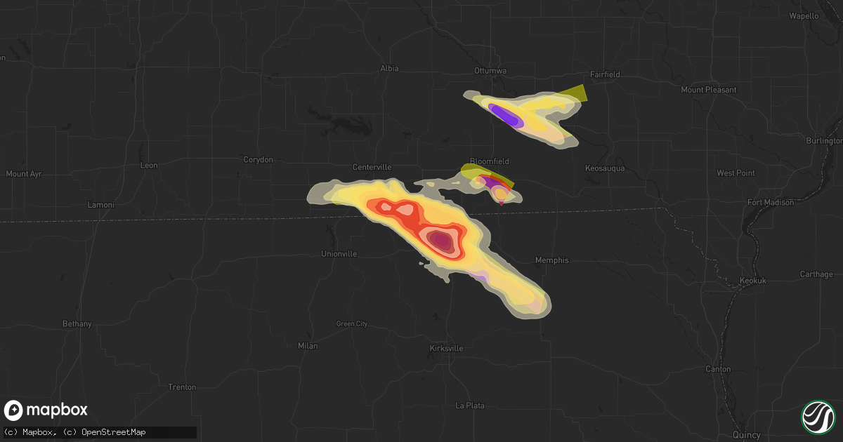 Hail map in Coatsville, MO on June 13, 2024