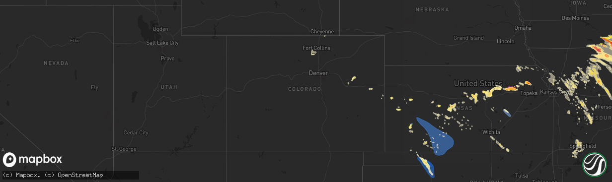 Hail map in Colorado on June 13, 2024
