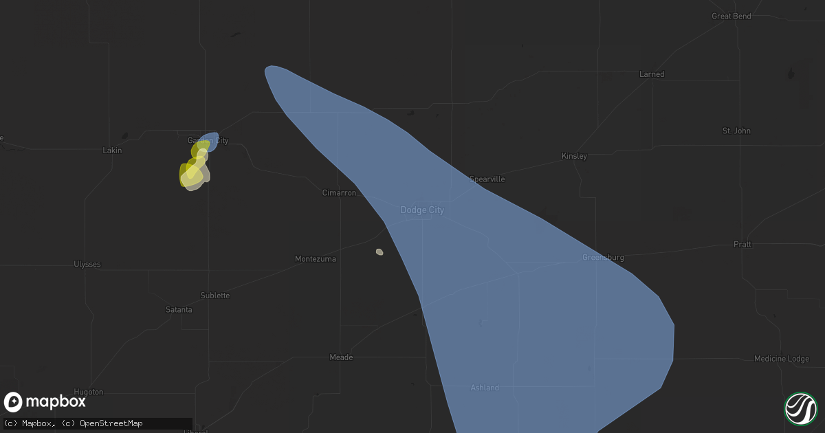 Hail map in Dodge City, KS on June 13, 2024