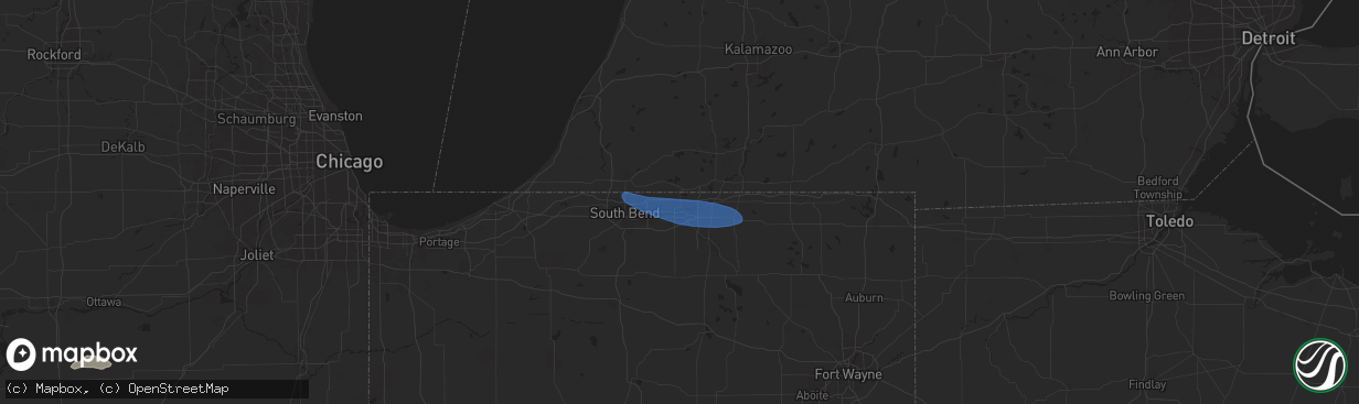 Hail map in Elkhart, IN on June 13, 2024