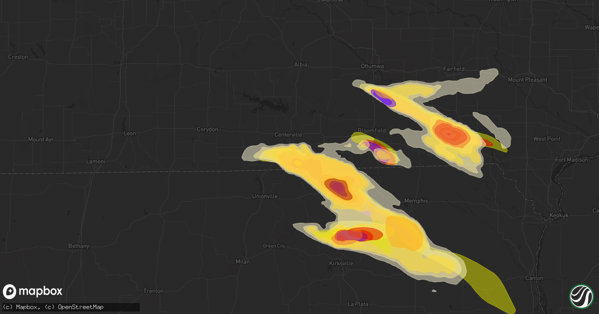 Hail map in Exline, IA on June 13, 2024
