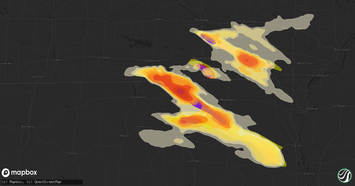 Hail map in Glenwood, MO on June 13, 2024
