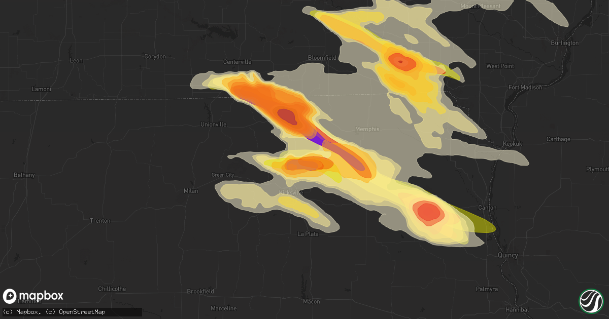 Hail map in Greentop, MO on June 13, 2024